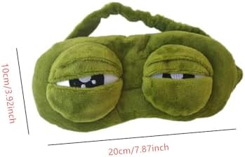Funny 3D Frog Sleep Mask, Green Cute Cartoon Sad Frog Blindfold Cover, Super Soft Eye Blinder for Travel Office Snap Yoga Gift