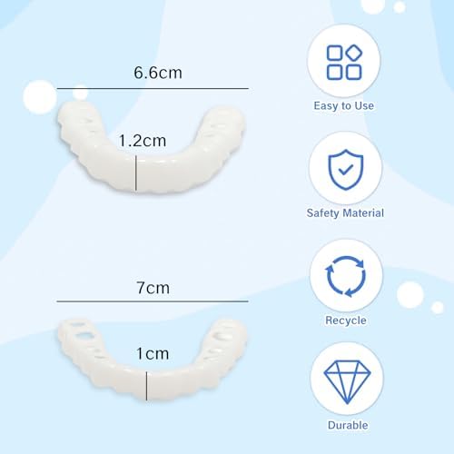 1 Pair Fake Dentures Teeth Covers for Men and Women Instant Dental Fix Easy to Use Snap-On Teeth Caps for Missing or Broken Temporary Smile Cover for Confidence and Comfort
