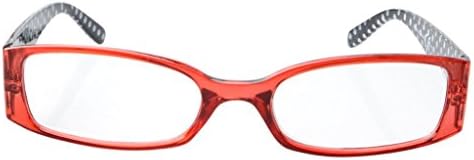 Eyekepper 5-Pack Spring Hinges Polka Dots Patterned Temples Reading Glasses Readers Women Red +3.5