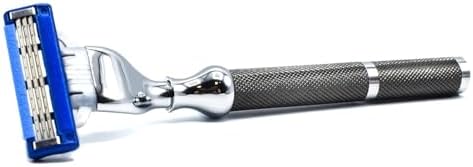 Parker 42M All-Metal Triple Blade Razor in Graphite Gray - Compatbile with Gillete Mach 3 Cartridge Refills – Deluxe Brass-Frame, Textured Grip Handle for Triple Blade Shaving
