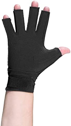 OTC Resting Splint Glove, 5 Finger Semi-Rigid Splints, Open Tips, Black, Right Hand, Medium