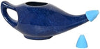 Ceramic Neti Pot Sinus Rinse Nasal Wash with Salt, Dishwasher Safe, 225 Ml. Capacity (Blue Dapple)