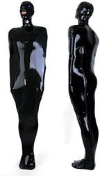 Black Full Body Latex Sleeping Bag Body Bag Open Mouth and Nose Crotch and Back Zipper Sleep Sack