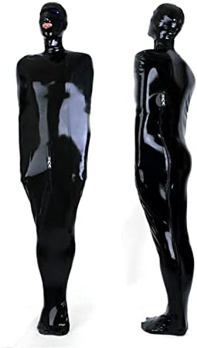 Black Full Body Latex Sleeping Bag Body Bag Open Mouth and Nose Crotch and Back Zipper Sleep Sack