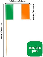 AhfuLife Irish Flag Toothpick for St. Patrick's Day Decorations, 100 PCS Ireland Flags Cupcake Toppers, Mini Irish Flag Cocktail Picks for Irish Party Supplies, Ireland Festival Decorations