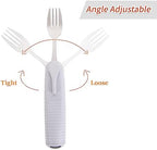 Pekokavo Adaptive Utensils Set, Angle Adjustable Arthritis Aid Silverware for Parkinsons, Hand Tremors, with Non-Slip Easy Grip Handle (2 Count (Spoon + Fork))