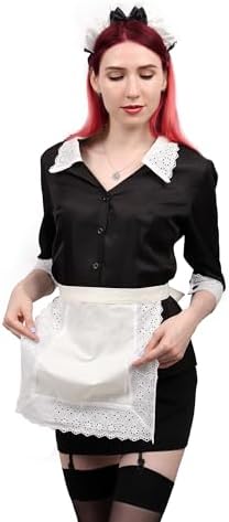 FURPHI US Size French Maid Cosplay Costume Women's Apron Dress Outfits for Christmas Halloween