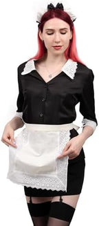 FURPHI US Size French Maid Cosplay Costume Women's Apron Dress Outfits for Christmas Halloween