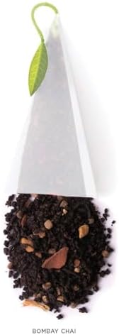 Tea Forte Bombay Chai Premium Caffeinated Black Tea Blend Event Box, Bulk Pack 40 Count, 10 per tray Individually Wrapped Handcrafted Pyramid Infusers