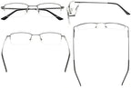 Eyekepper Half-rim Reading Glasses With Flex Memory Titanium Bridge Bendable For Men Women (Gunmetal,+1.00)