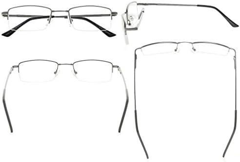 Eyekepper Half-rim Reading Glasses With Flex Memory Titanium Bridge Bendable For Men Women (Gunmetal,+1.00)