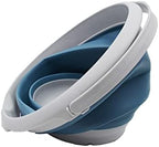 SAMMART 8.5L (2.2 Gallon) Collapsible Plastic Bucket - Foldable Round Tub - Portable Fishing Water Pail - Space Saving Outdoor Waterpot. Size 31cm Dia (Grey/Steel Blue, 1)