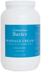 Soothing Touch Basics Massage Cream, Unscented, 1 Gallon, Moisturizing, Made in USA, Paraben Free, Cruelty Free