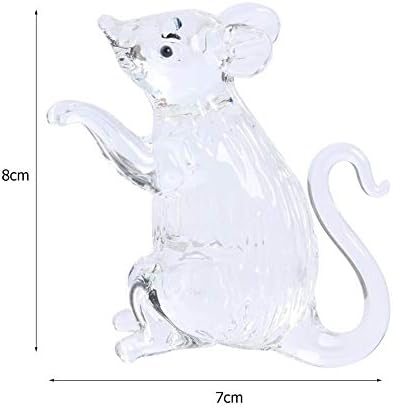 VIGANI Glass Crafts, Home Ornaments, Cute Mouse Crystal Figurine Rat Ornament Glass Animal Miniature Romantic Handmade Gifts for Household Office Accessories