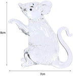 VIGANI Glass Crafts, Home Ornaments, Cute Mouse Crystal Figurine Rat Ornament Glass Animal Miniature Romantic Handmade Gifts for Household Office Accessories
