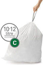 simplehuman Code C 60 Count, Dispenser Pack Custom Fit Liners, Drawstring Trash Bags, 10-12 Liter / 2.6-3.2 Gallon, White