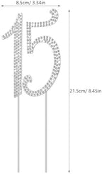 ABOOFAN Sweet 15 Cake Topper Happy 15th Birthday Cake Topper with Artificial Crystal Number 15 Wedding Anniversary Party Decoration Reusable 8.5 x 3.3 Inch
