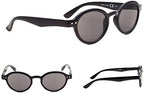 5-Pack Round Retro Reading Glasses with Spring Hinges Include Sunshine Readers