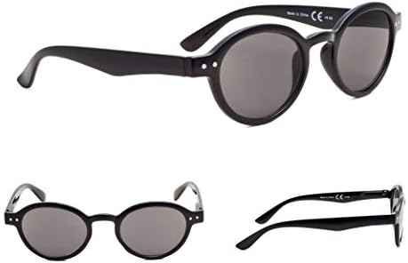5-Pack Round Retro Reading Glasses with Spring Hinges Include Sunshine Readers