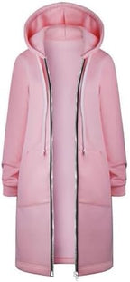Long Hoodie for Women 2024 Casual Zip Up Drawstring Fleece Sweatshirt Oversized Jackets Coat Lightweight Fall Clothes