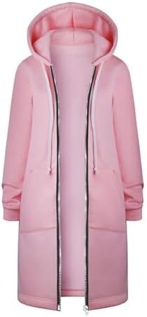 Long Hoodie for Women 2024 Casual Zip Up Drawstring Fleece Sweatshirt Oversized Jackets Coat Lightweight Fall Clothes