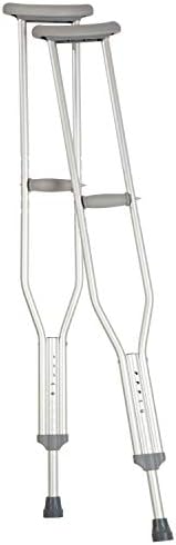 Carex Push Button Aluminum Crutches, Height Adjustable Crutches Adult Size Fits Individuals from 4' 7" to 5'3", Completely Assembled with Crutch Pads, Hand Grips and Crutch Tips, Youth