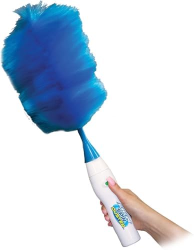 360 ° Spin Hurricane Adjustable Electric Feather Duster Vacuum Cleaner Battery Operated with Touch Button, Larpipao Blue Multifunction Electric Duster