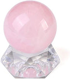 Jovivi 1.5"(40mm) Natural Rose Quartz Sphere Gemstone Healing Crystal Ball with Acrylic Stand Sculpture Figurine for Home Decorative Divination or Feng Shui and Fortune