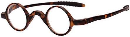 Agstum TR90 Small Round Eyeglasses Retro Reading Glasses Readers 32-30-135 (Leopard, +1.00)