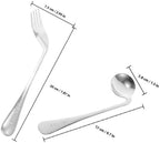 1 Set of Adaptive Utensils Angled Fork and Spoon Stainless Steel Elderly Right Handed Anti Shake Eating Utensils Self-feeding Learning Bendable Handle Silverware