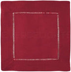 CleverDelights Red Hemstitch 6" Cocktail Napkins - 12 Pack - 55/45 Linen Cotton Blend
