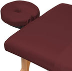 Saloniture 3-Piece Microfiber Massage Table Sheet Set - Premium Facial Bed Cover - Includes Flat and Fitted Sheets with Face Cradle Cover - Burgundy