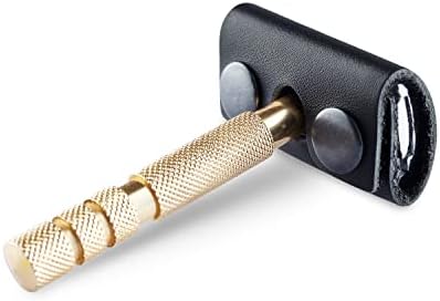 Safety Razor Head Protecting Leather Cover, Genuine Cowhide Leather Double Edge Safety Razor Case Accessories for Travel, Butterfly Razor Case (Black)