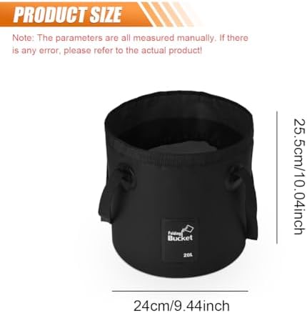 Collapsible Bucket Water Container with Handle - 5 Gallon 20L Multifunctional Portable Wash Basin - Foldable Water Bucket for Camping Fishing Hiking Gardening Car Washing&Outdoor Use (Black)