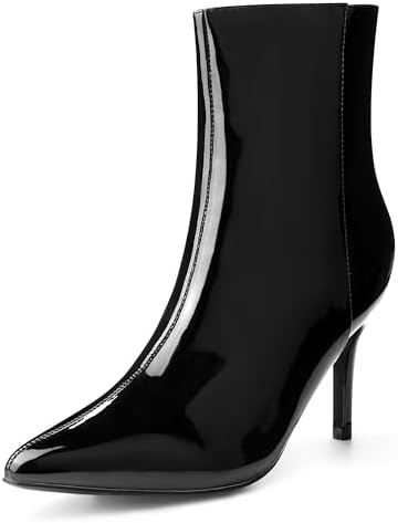 Perphy Patent Boot Pointy Toe Zipper Stiletto Heels Ankle Boots for Women