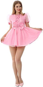 JOLINE Sissy Satin Maid Crossdressing Uniform Fancy Party Dress
