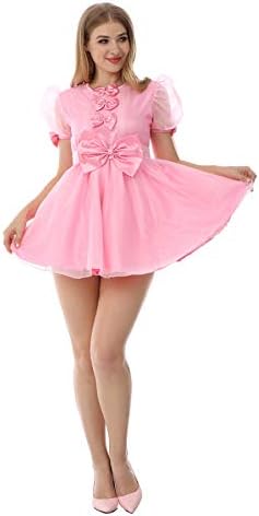 JOLINE Sissy Satin Maid Crossdressing Uniform Fancy Party Dress