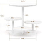 HURZMORO 4 Tier Round Cupcake Tower Stand for 50 Cupcakes,Wood Cake Stand with Tiered Tray Decor,Farmhouse Tiered Tray Decor,Cupcake Display for Birthday Graduation Baby Shower Tea Party,White