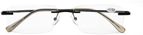 Eyekepper Mens Womens Spring Hinges Rimless Reading Glasses Black +1.75