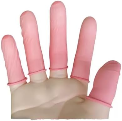DJCIW 200PCS Disposable Latex Finger Cots,Medium Size, Fingertip Protector Gloves for Electronics Repair, Crafts, Medical Use & Industrial Applications,Thumb Covers for Finger Protection Pink