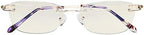 Eyekepper Rimless Blue Light Filtering Computer Glasses - Ladies Stylish Reading Eyeglasses - UV420 Protection Anti Eye Strain Tired Eye Relief Readers Women - +0.75 Gold Frame with Purple Temple Tips