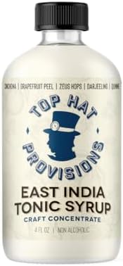Top Hat East India Craft Concentrated Quinine Tonic Drink Syrup - 5x Natural Quinine Concentrate - Just Add Club Soda - 4oz Bottle
