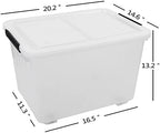 50 Quart Storage Boxes with Wheels, Large Plastic Storage Tote Bins Set of 4