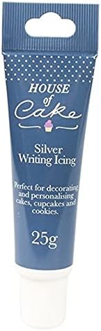 House of Cake Silver Glitter Icing Tube, Writing Icing For Messages, Decorations, Cakes, and Shapes, 25g