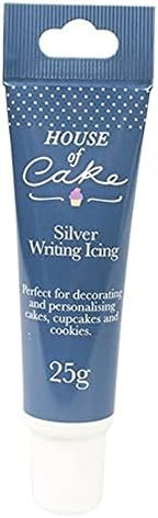 House of Cake Silver Glitter Icing Tube, Writing Icing For Messages, Decorations, Cakes, and Shapes, 25g