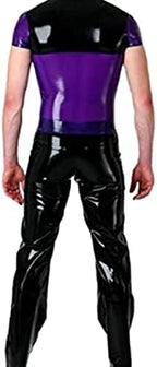 Latex Rubber Zip Front Shirt Latex Costumes for Men,As Shown,L