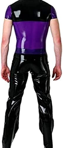 Latex Rubber Zip Front Shirt Latex Costumes for Men,As Shown,L