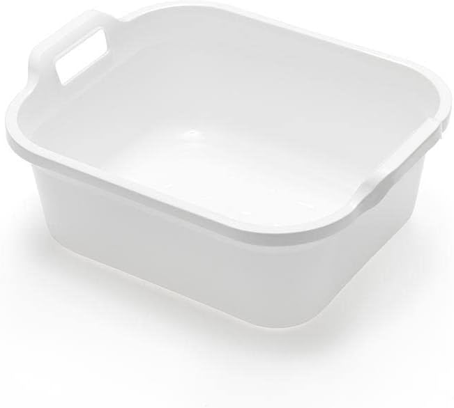 Addis Rectangular Washing Up Bowl with Handles, White, 39 x 32 x 14 cm