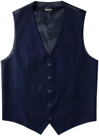 JEMITOP Men's Classic Slim Fit Dress Vest Formal Wedding Prom Tuxedo Suit Vest with Pocket
