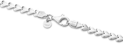 Miabella 925 Sterling Silver Italian Heart Link Tennis Bracelet for Women, Made in Italy